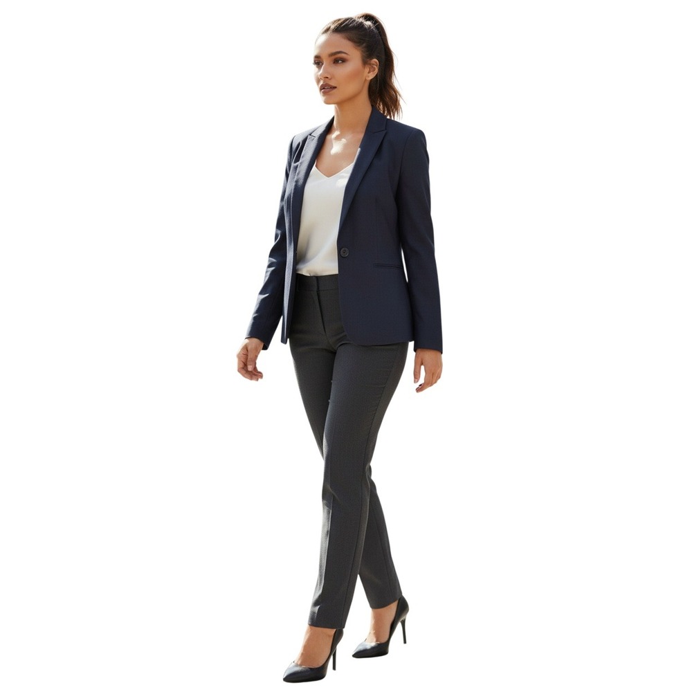 Calvin Klein Navy Blue Pinstripe Blazer Jacket Size 4P Career Office
